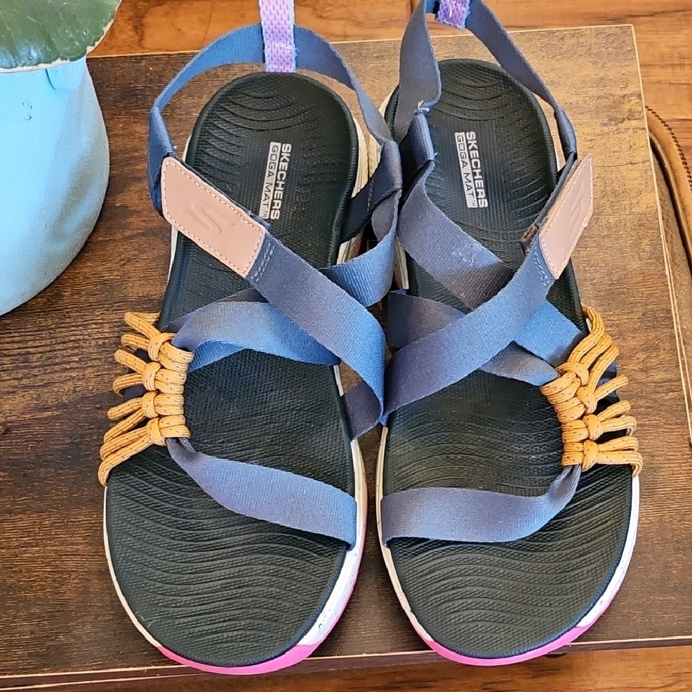 Skechers Blue and Tan Sport Sandals with Contoured Footbed